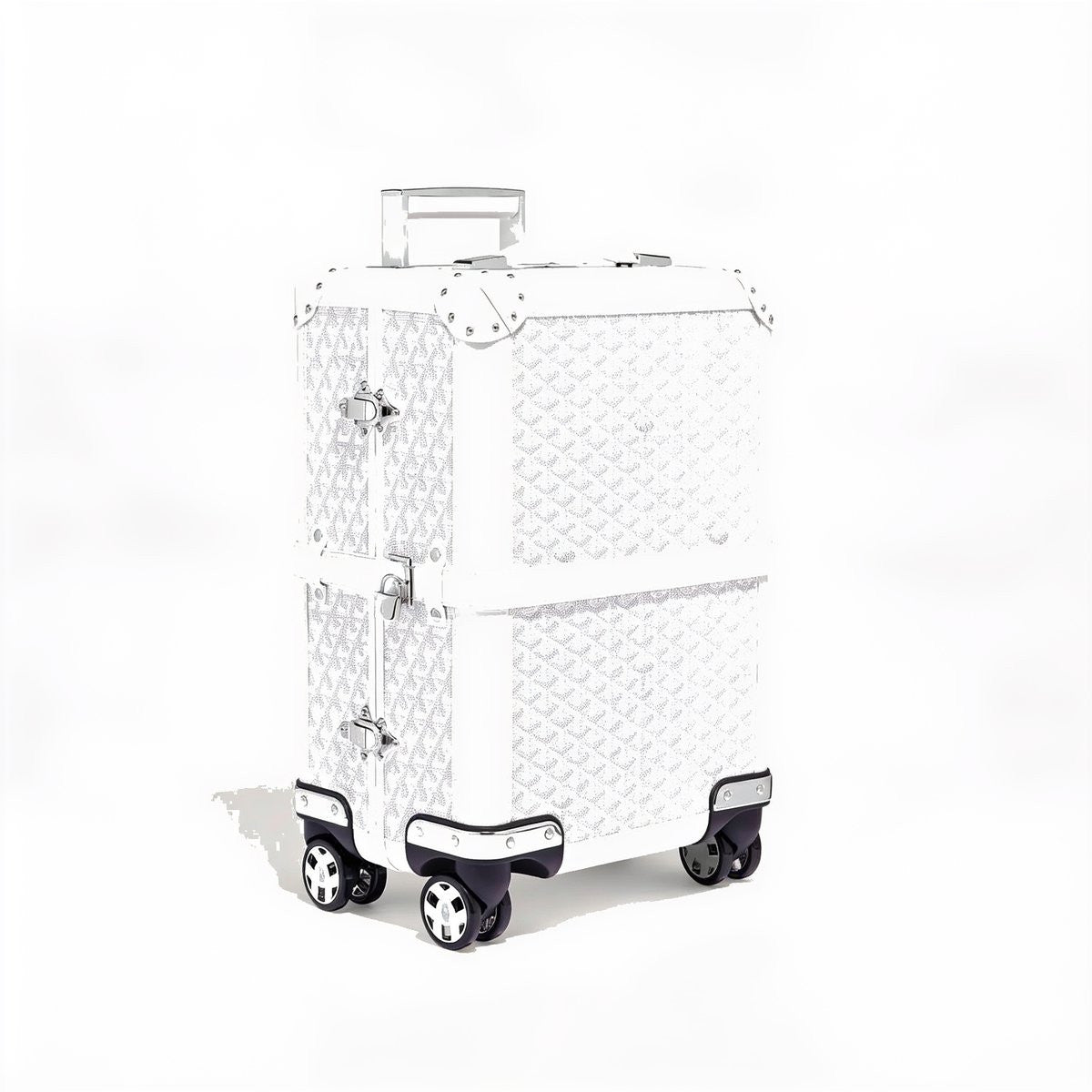 Canvas Rolling Trolley Suitcase - Cabin - White