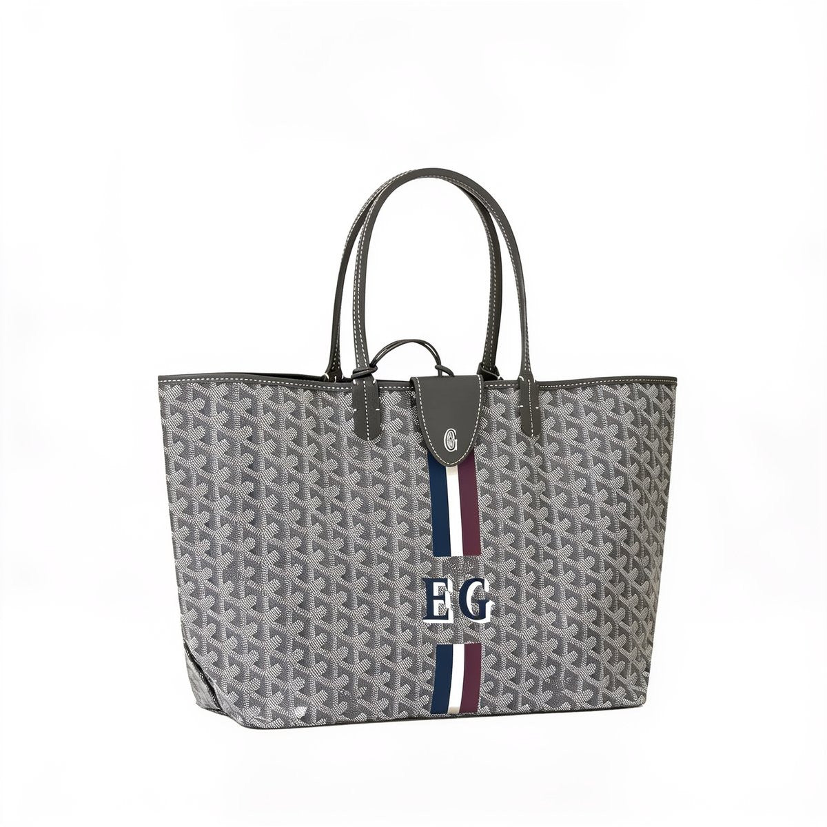 Canvas Tote with Personalized Stripes - Small - Grey