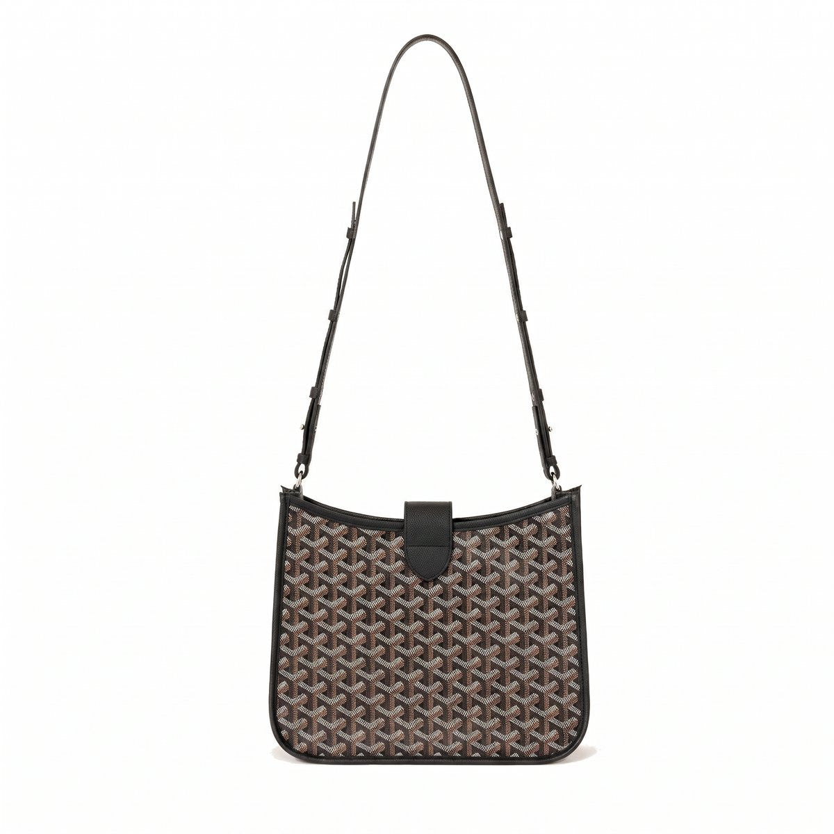 Canvas Flap Crossbody Bag - Black - 2