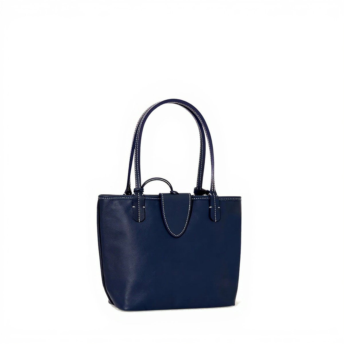 Reversible Leather Mini Tote - Navy Blue