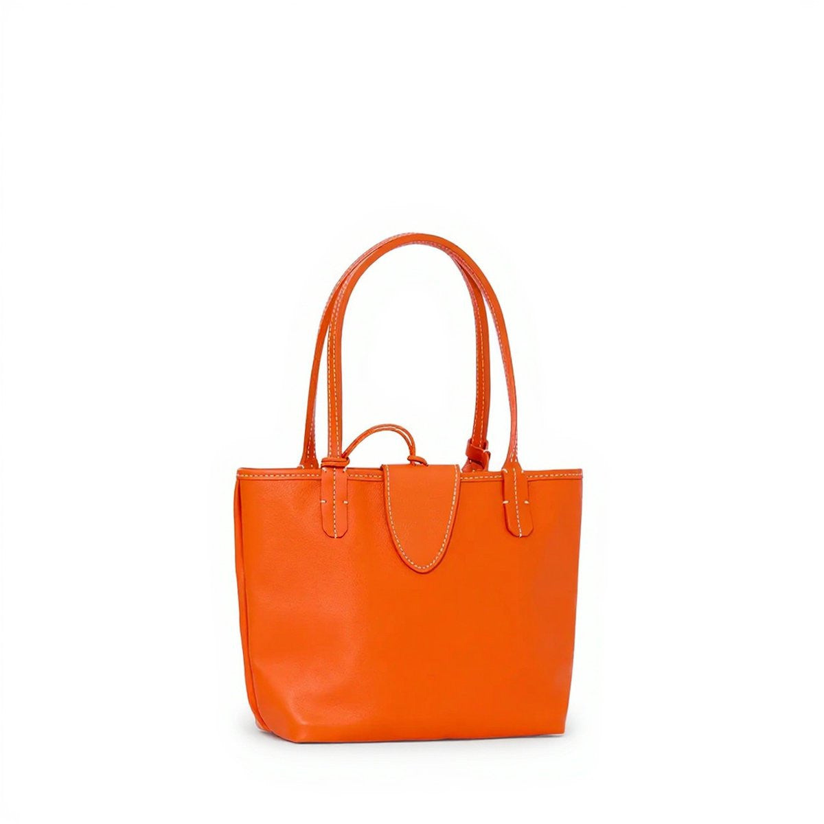 Reversible Leather Mini Tote - Orange