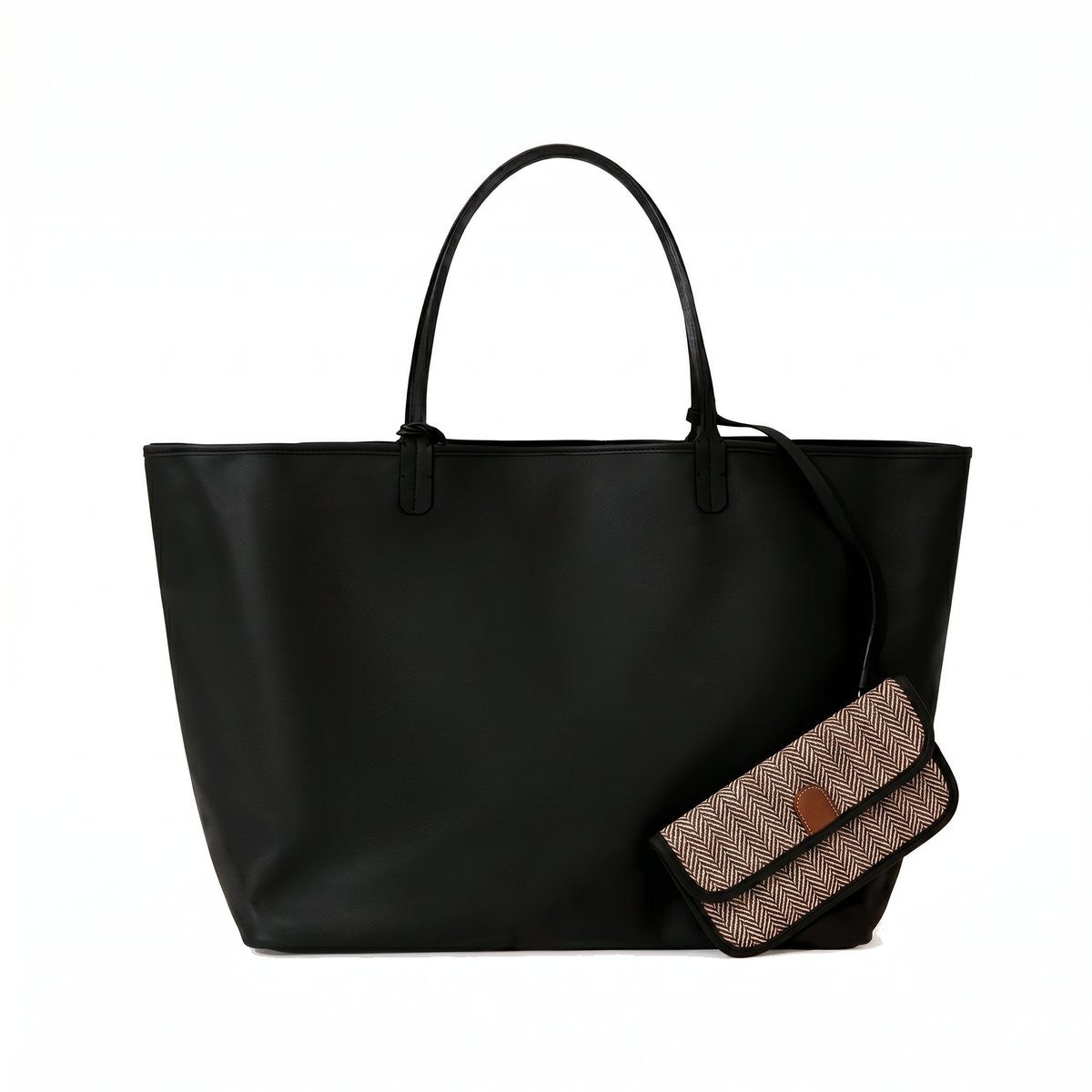 Reversible Leather Tote Bag - Large - Black - 2