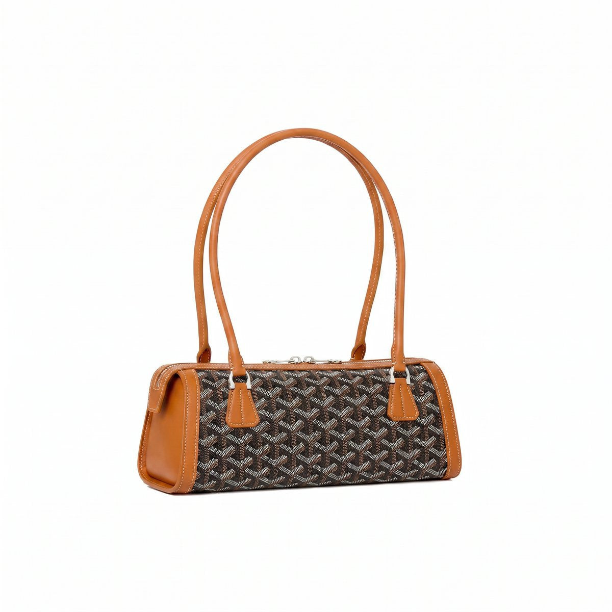 Round Structured Top-Handle Bag - Black & Tan