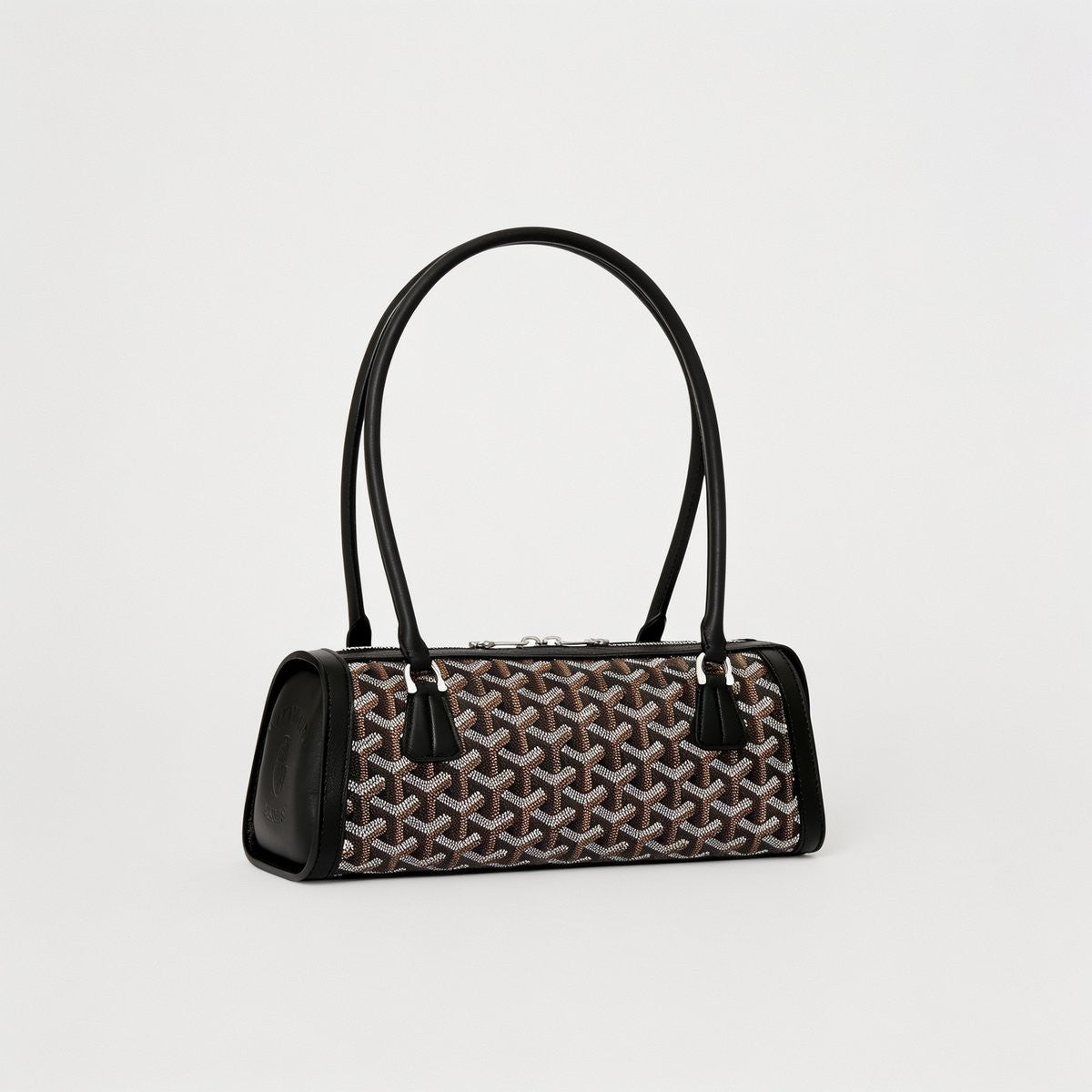 Round Structured Top-Handle Bag - Black