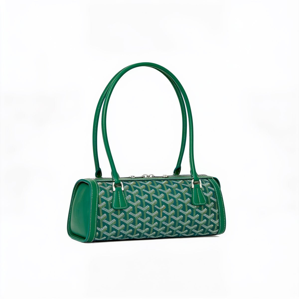 Round Structured Top-Handle Bag - Green