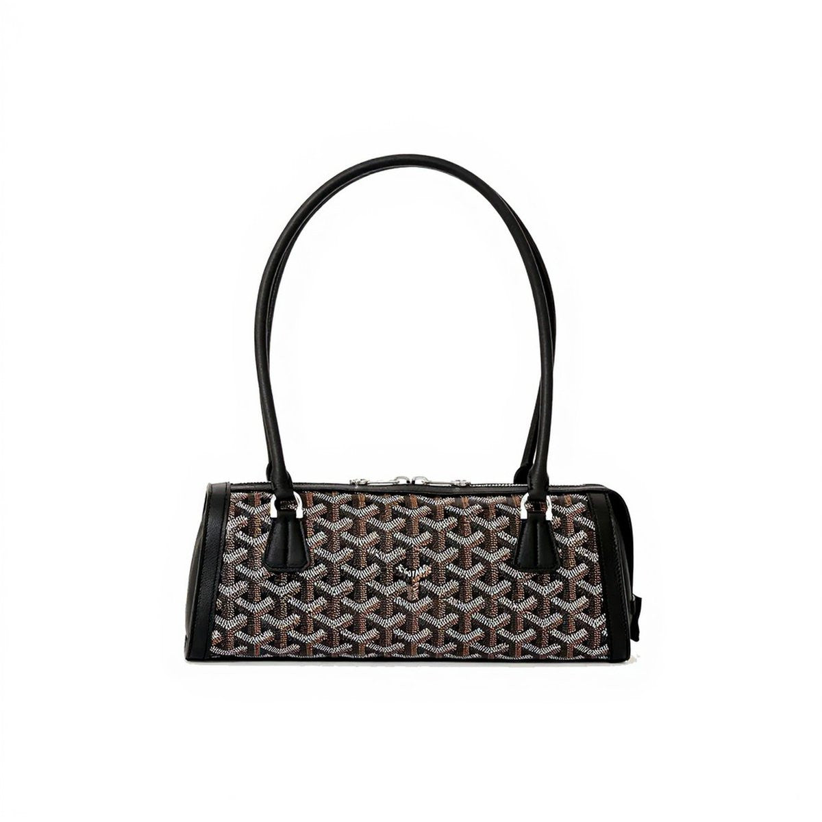 Round Structured Top-Handle Bag - Black - 2