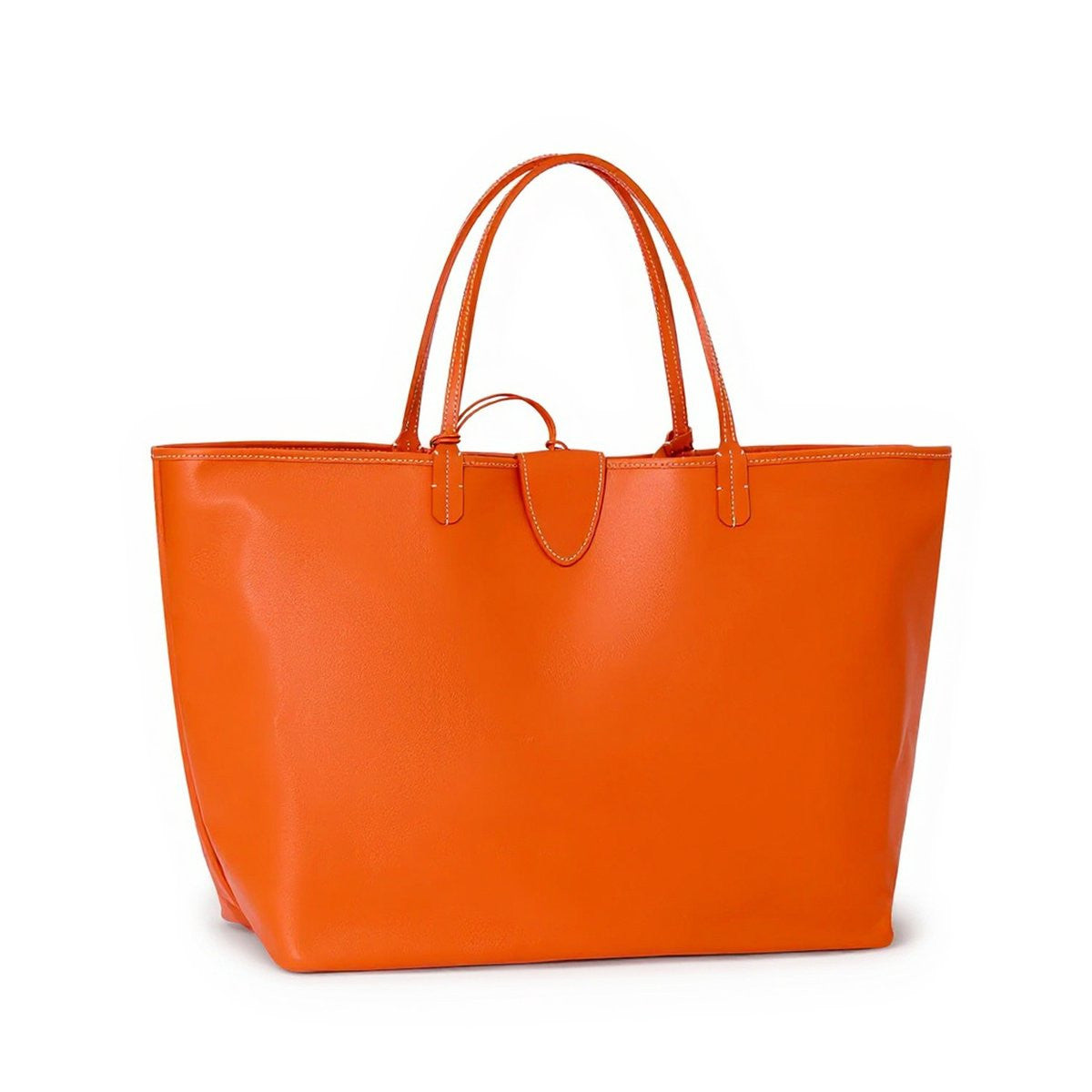 Reversible Leather Tote Bag - Large - Orange