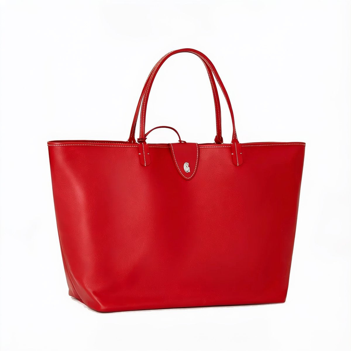 Reversible Leather Tote Bag - Large - Red