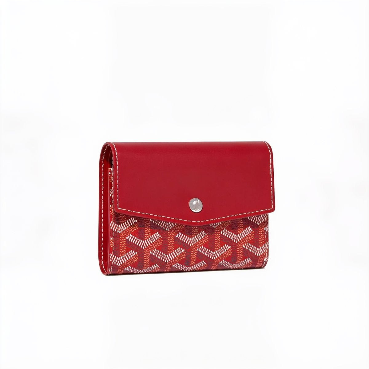 Compact Bi-Fold Wallet with Coin Pocket - Red