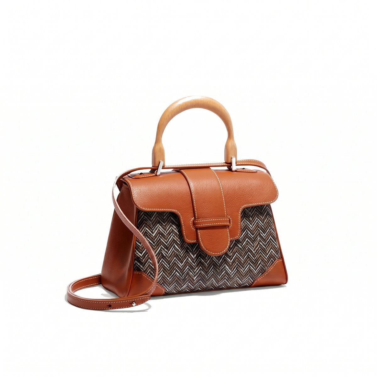 Soft Leather Mini Crossbody Bag - Black & Tan