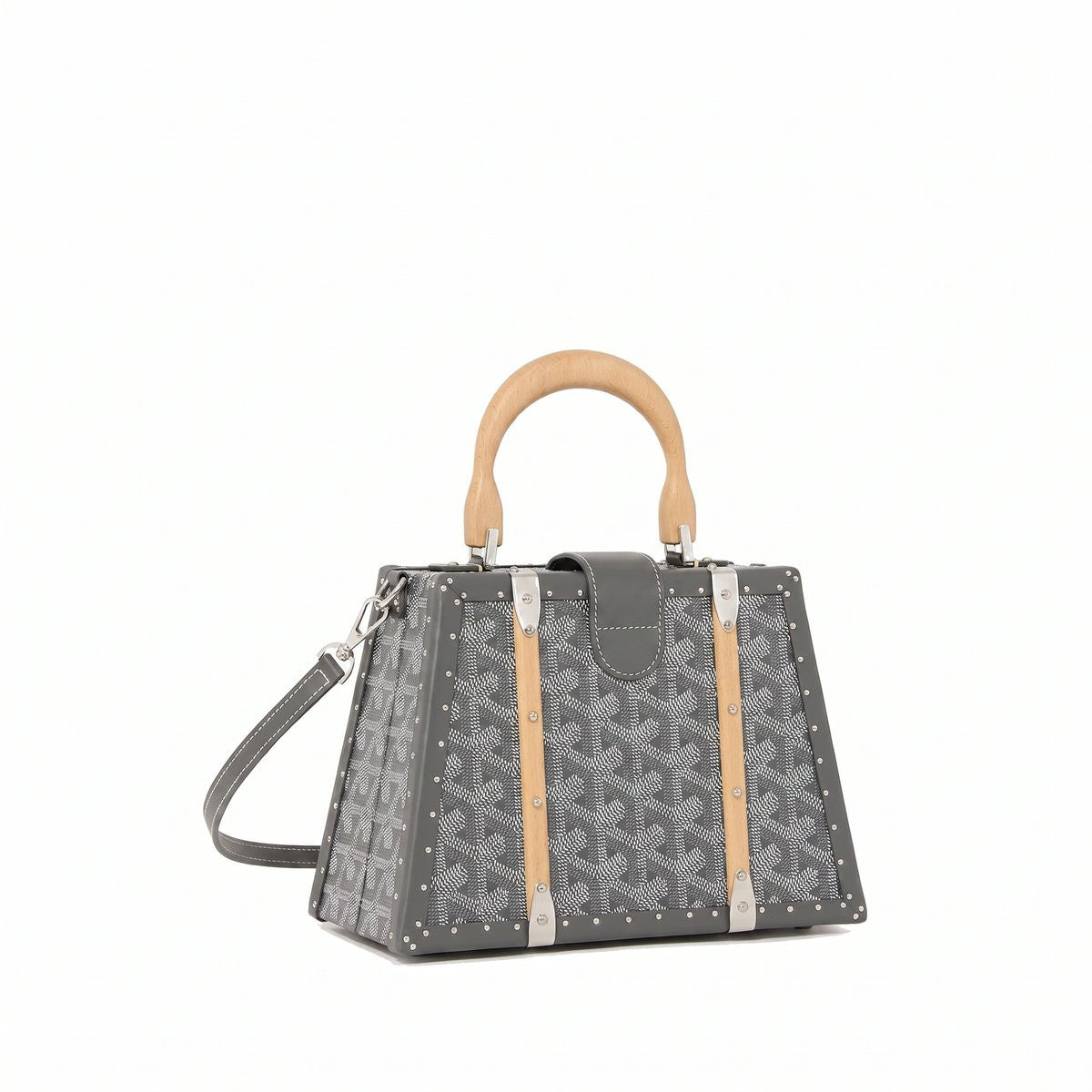 Mini Structured Trunk Crossbody - Grey