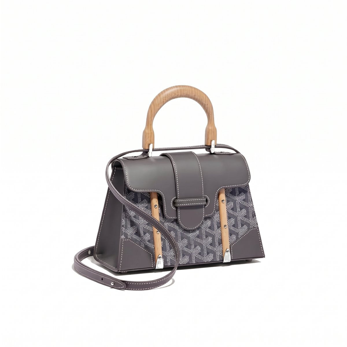 Structured Mini Top-Handle Bag - Grey