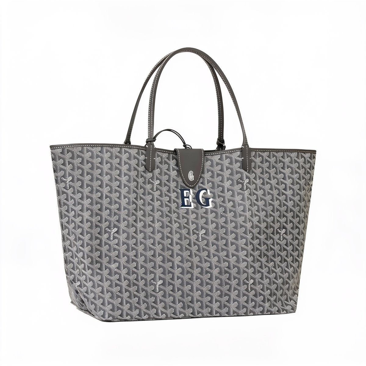Personalized Initials Canvas Tote - Large - Grey