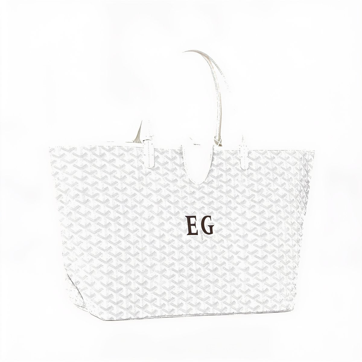 Personalized Initials Canvas Tote - Large - White