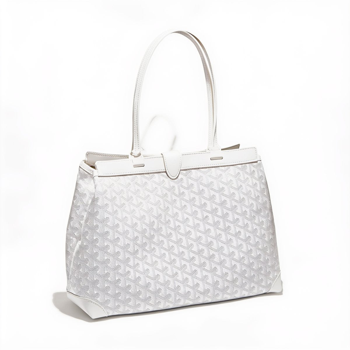 Contrast Leather Shoulder Bag - White