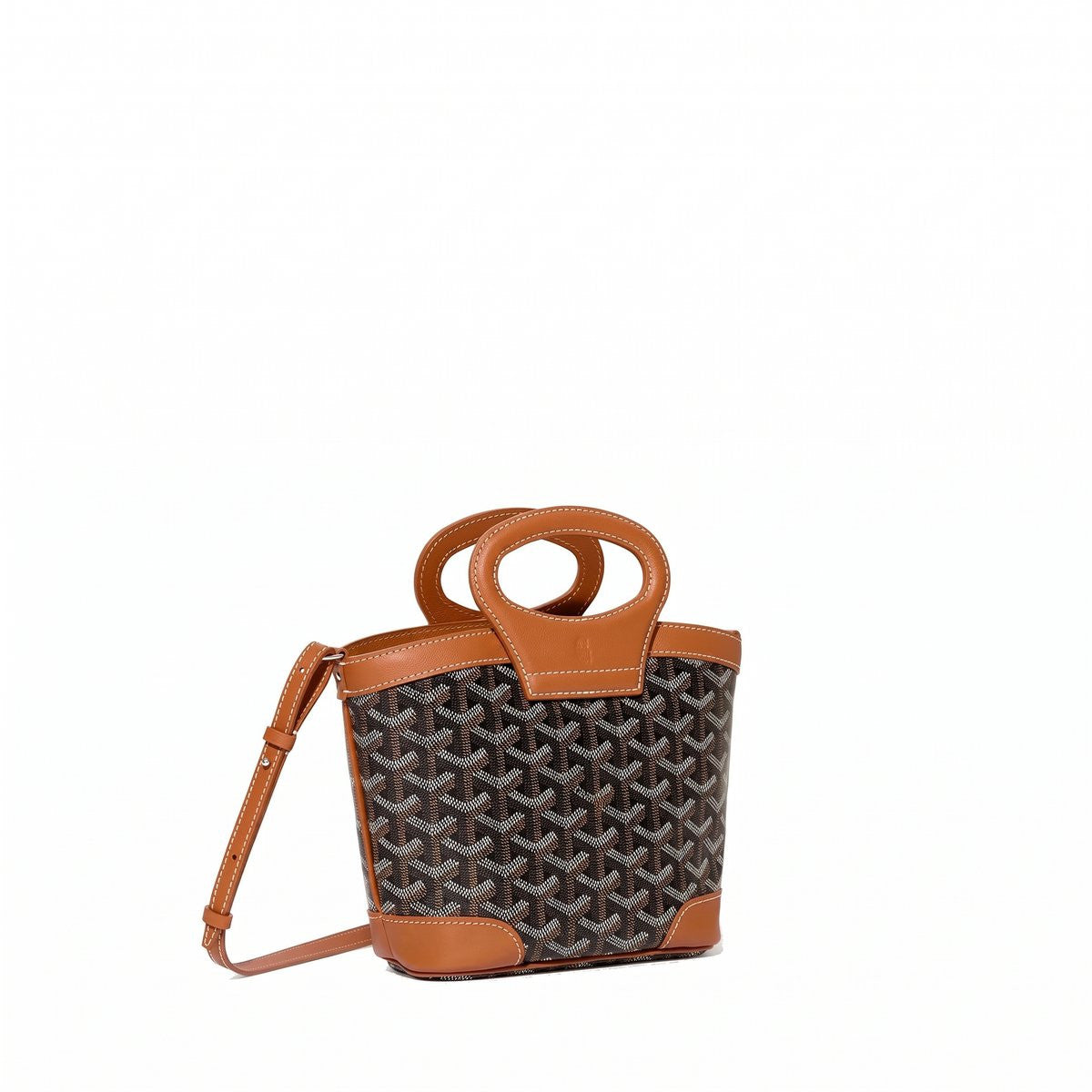 Drawstring Mini Bucket Bag - Black & Tan