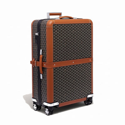 Canvas Rolling Suitcase - Large - Black & Tan
