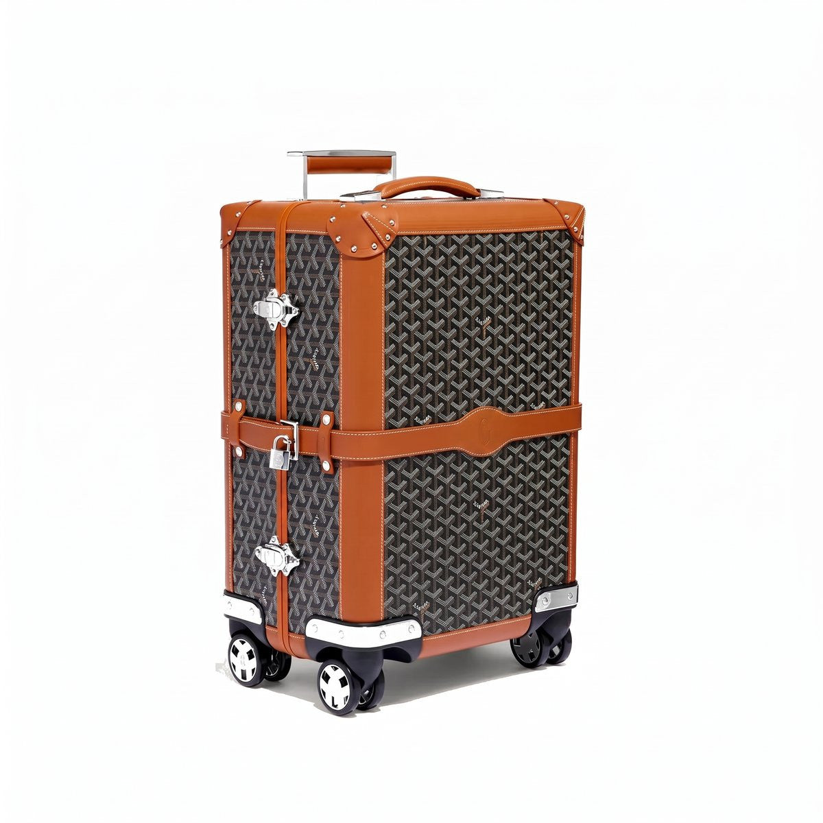 Canvas Rolling Trolley Suitcase - Cabin - Black & Tan