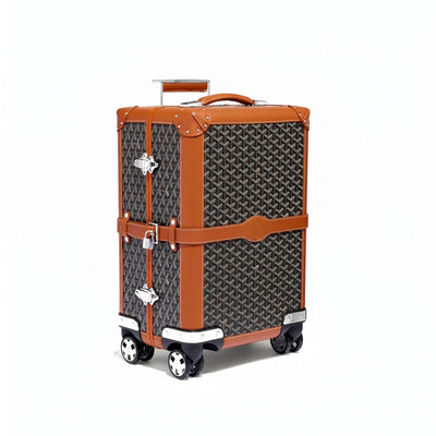 Canvas Rolling Trolley Suitcase - Cabin - Black & Tan