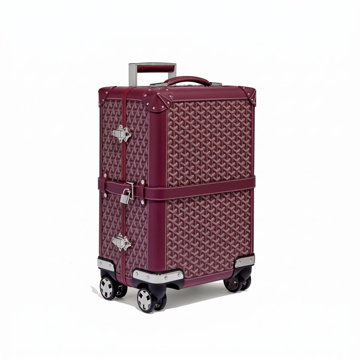 Canvas Rolling Trolley Suitcase - Cabin - Burgundy