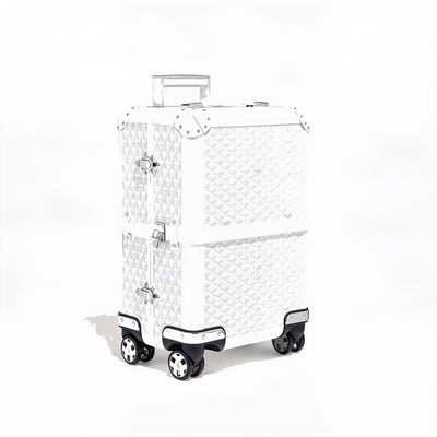 Canvas Rolling Trolley Suitcase - Cabin - White