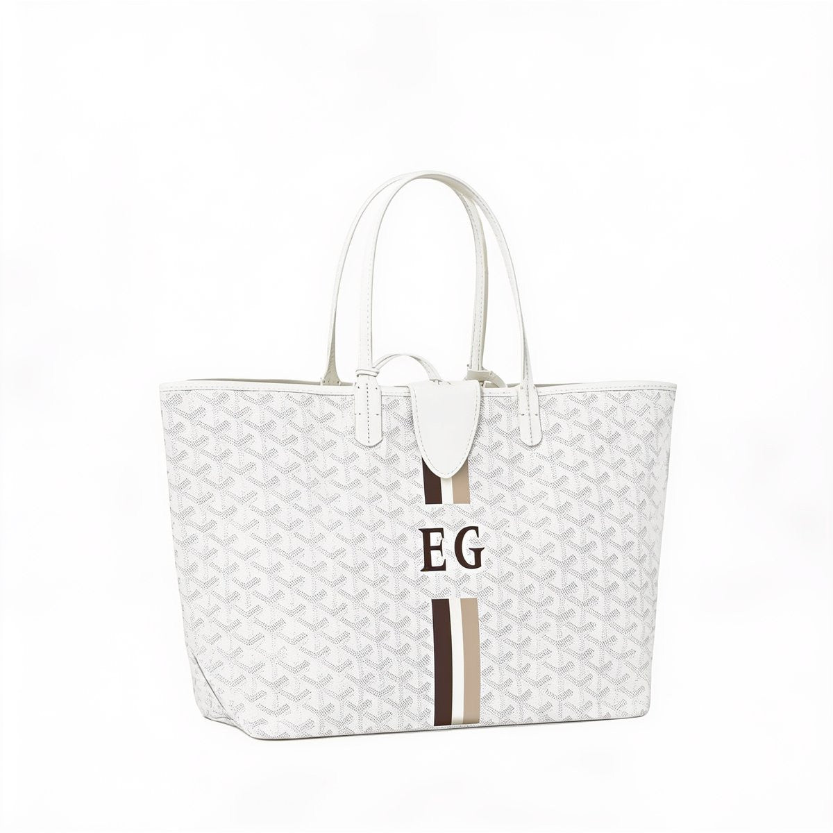 Canvas Tote with Personalized Stripes - Small - White