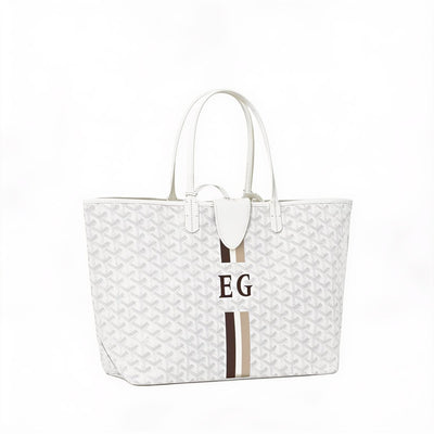 Canvas Tote with Personalized Stripes - Small - White