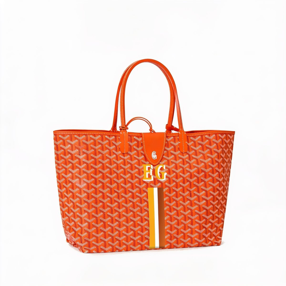Canvas Tote with Personalized Stripes - Small - Orange