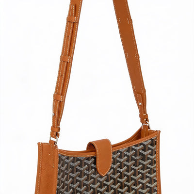 Canvas Flap Crossbody Bag - Black & Tan