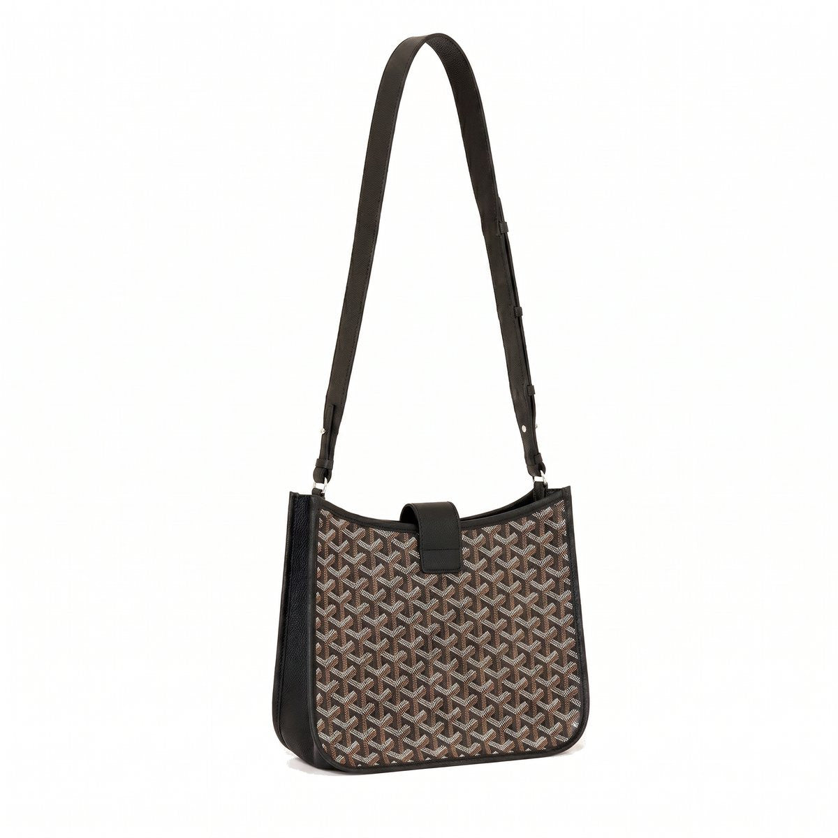 Canvas Flap Crossbody Bag - Black - 3