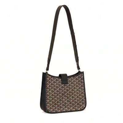 Canvas Flap Crossbody Bag - Black - 3