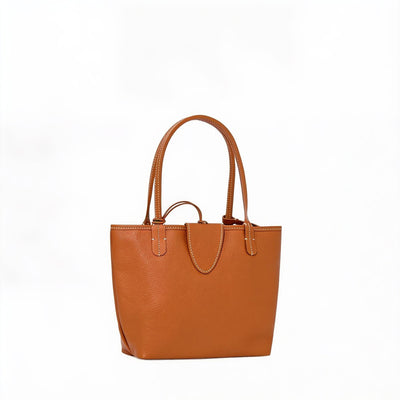 Reversible Leather Mini Tote - Black & Tan