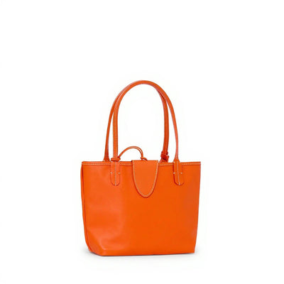 Reversible Leather Mini Tote - Orange