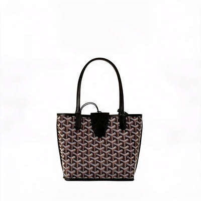 Reversible Leather Mini Tote - Black - 3