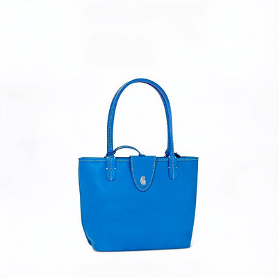 Reversible Leather Mini Tote - Sky Blue