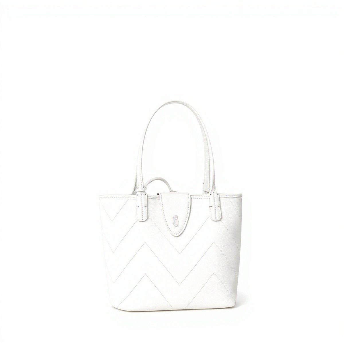 Reversible Leather Mini Tote - White