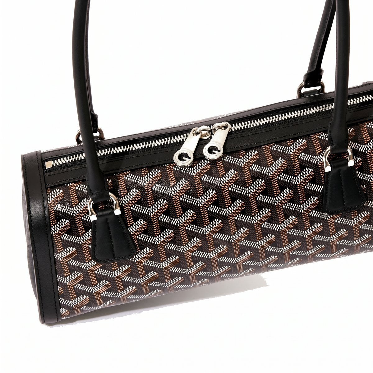 Round Structured Top-Handle Bag - Black - 3