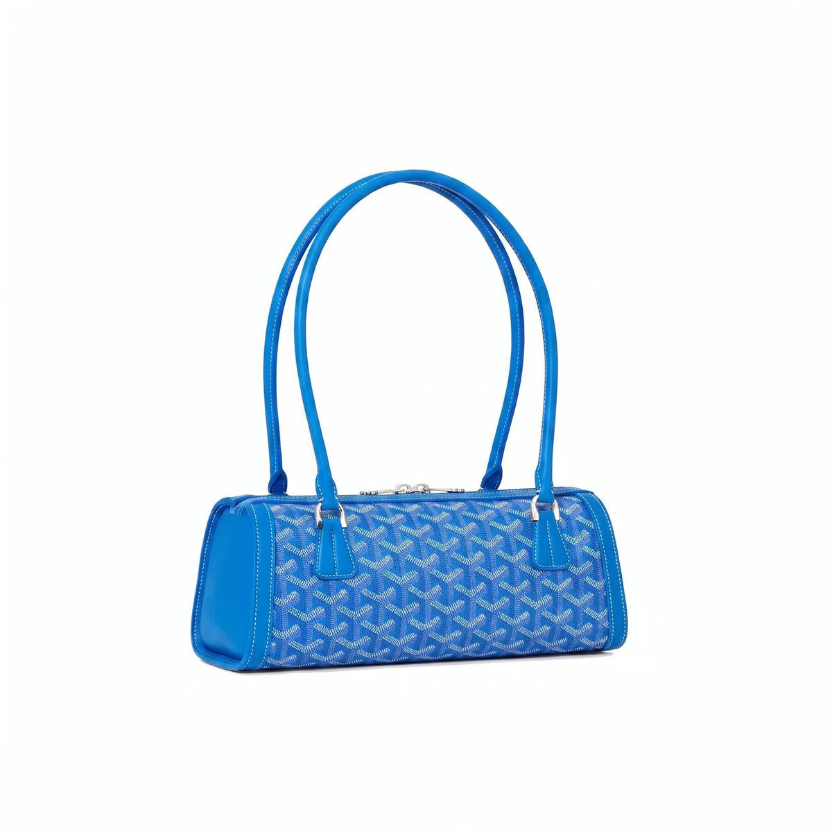 Round Structured Top-Handle Bag - Sky Blue