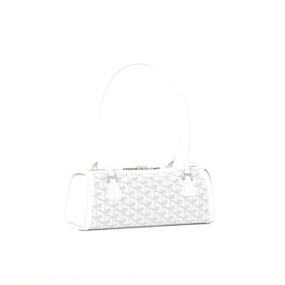 Round Structured Top-Handle Bag - White