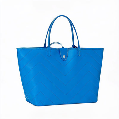 Reversible Leather Tote Bag - Large - Sky Blue