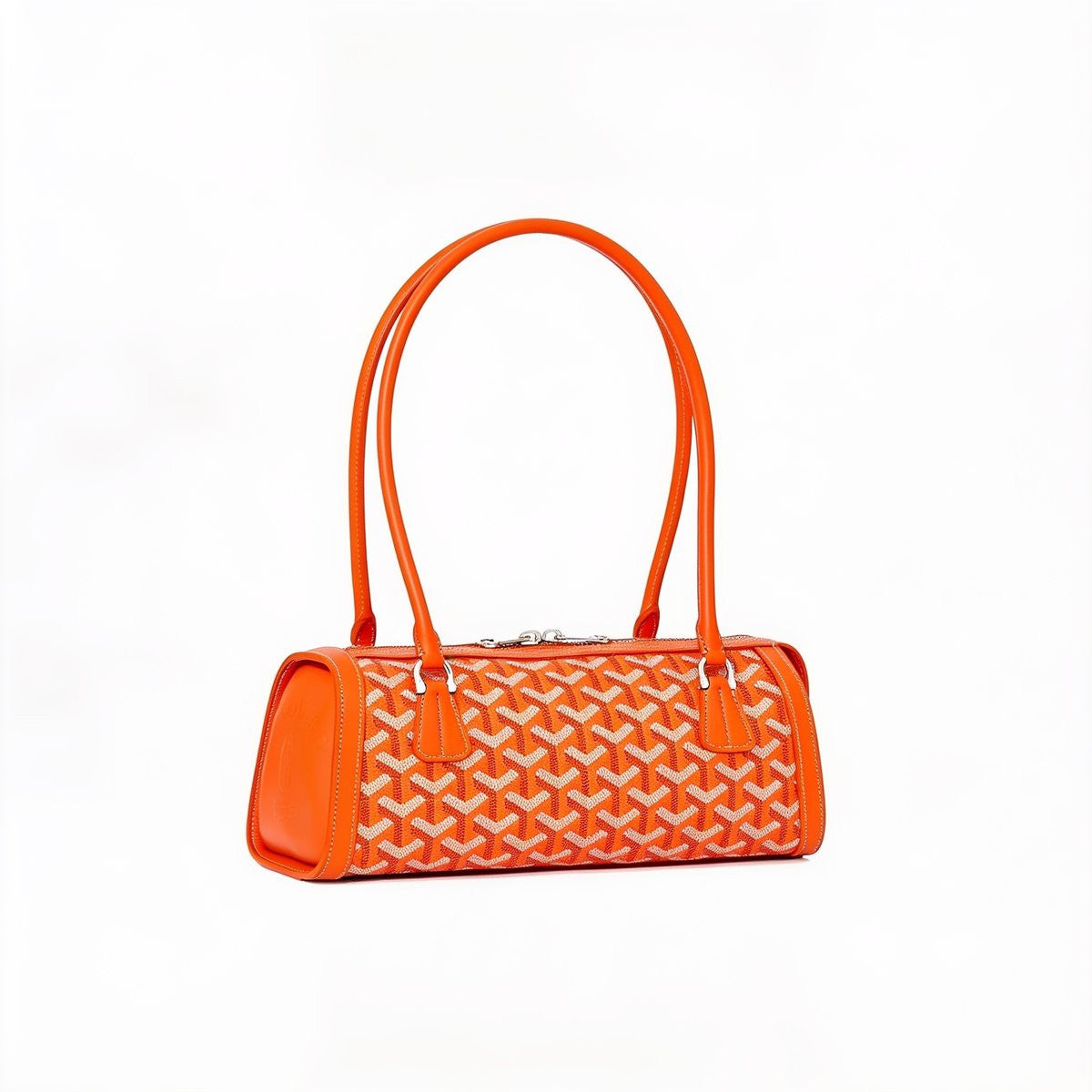Round Structured Top-Handle Bag - Orange