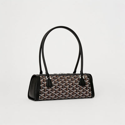 Round Structured Top-Handle Bag - Black