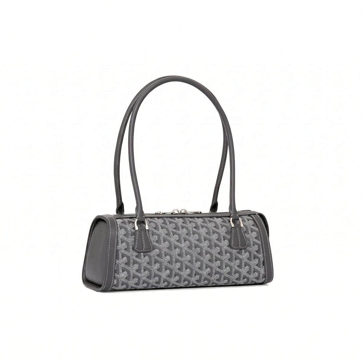Round Structured Top-Handle Bag - Grey