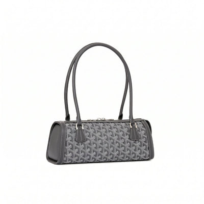 Round Structured Top-Handle Bag - Grey