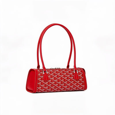 Round Structured Top-Handle Bag - Red