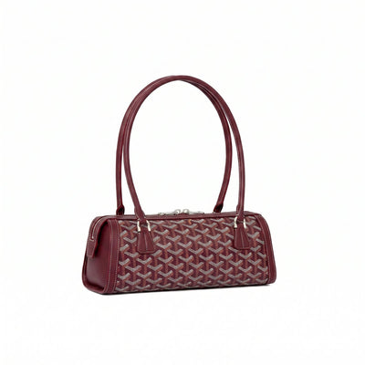 Round Structured Top-Handle Bag - Burgundy