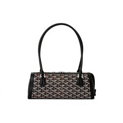Round Structured Top-Handle Bag - Black - 2