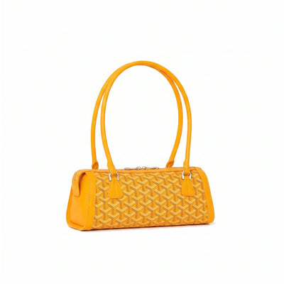 Round Structured Top-Handle Bag - Yellow