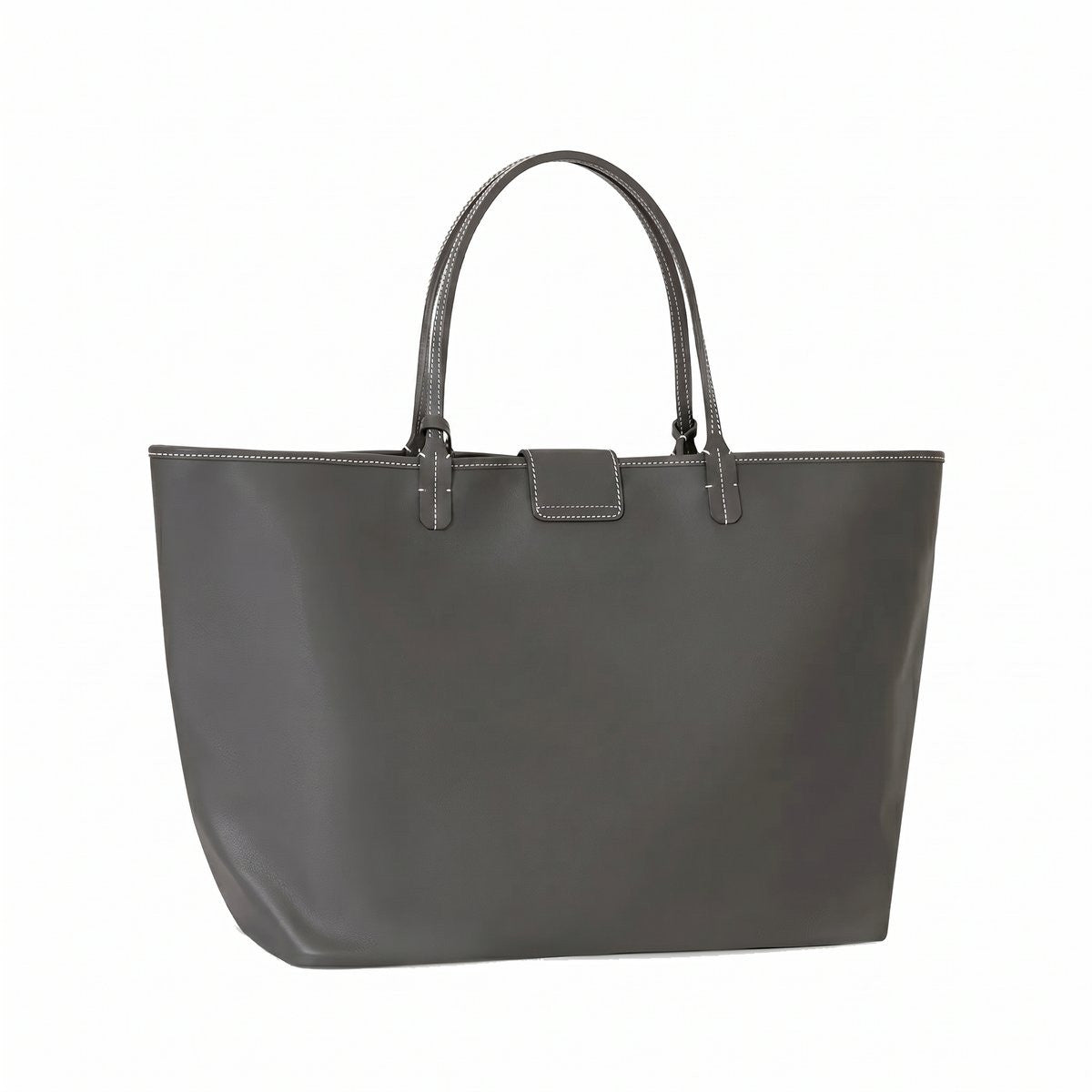 Reversible Leather Tote Bag - Large - Grey
