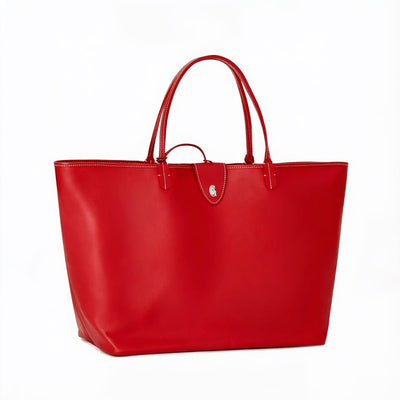 Reversible Leather Tote Bag - Large - Red